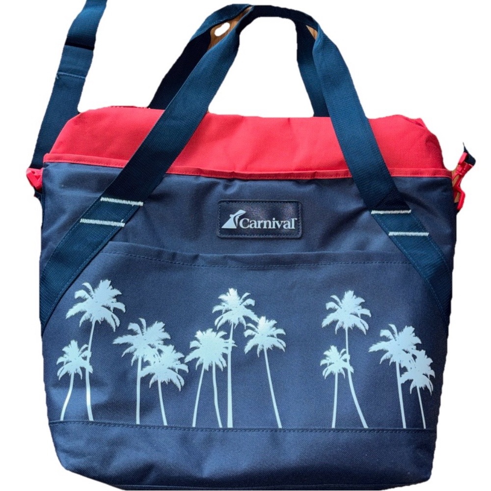 Carnival Red and Navy Tote 2-in-1 insulated Cooler bag Store Wet/Dry Items